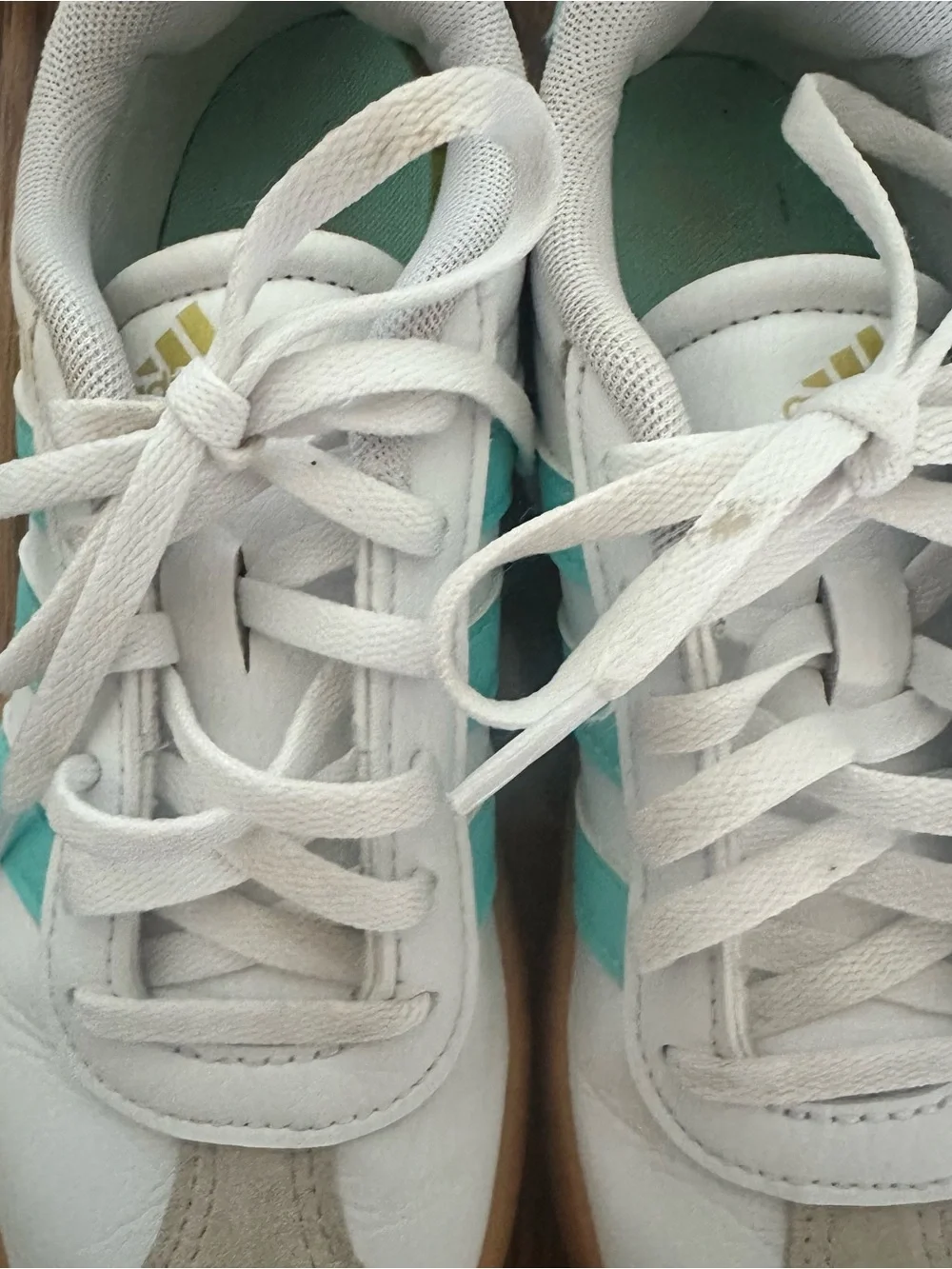 ADIDAS VL Court 3.0 Kids' Tennis Shoes White Flash and Aqua Sneaker 2